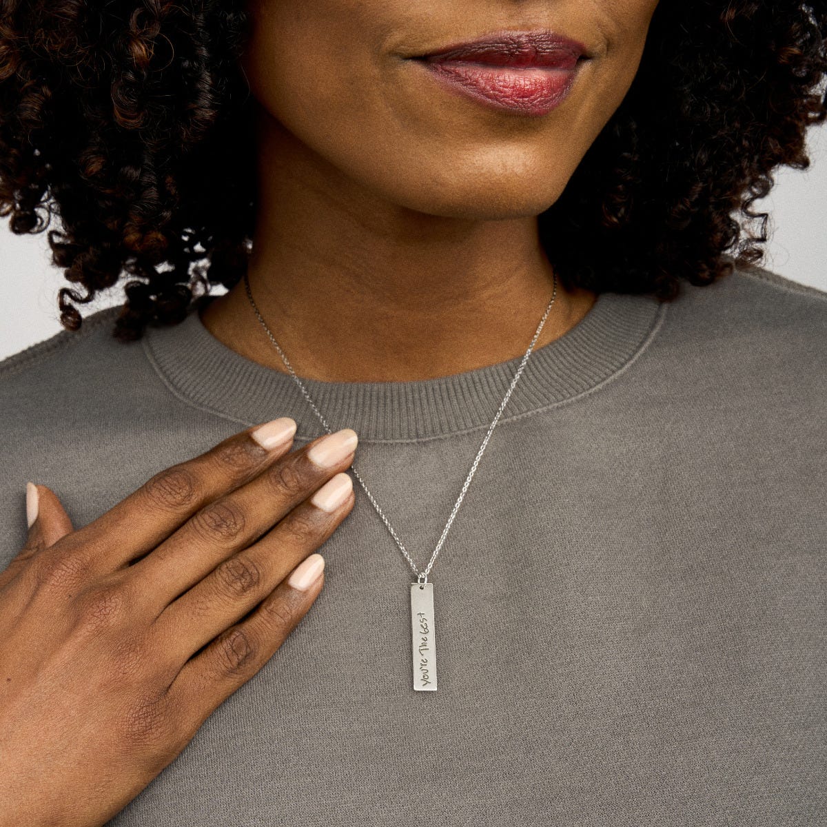 Personalized Handwriting Vertical Bar with 18" Chain