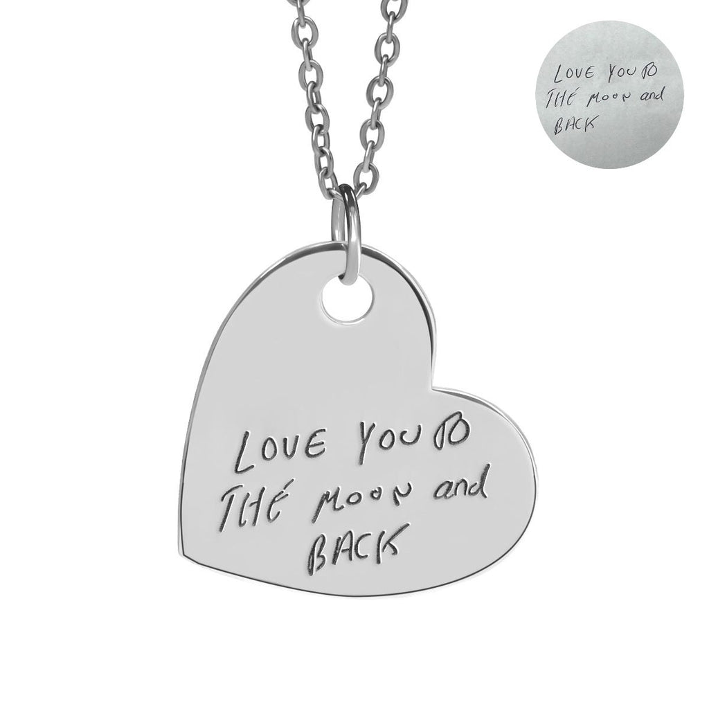 Personalized Handwriting Sideways Heart Pendant