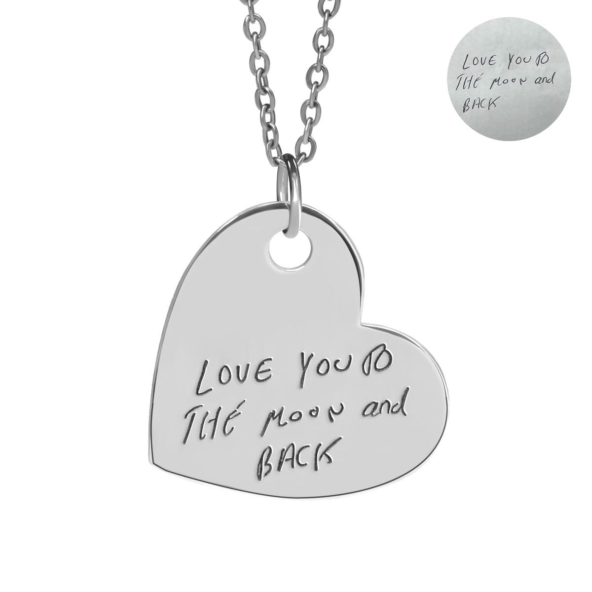 Personalized Handwriting Sideways Heart Pendant
