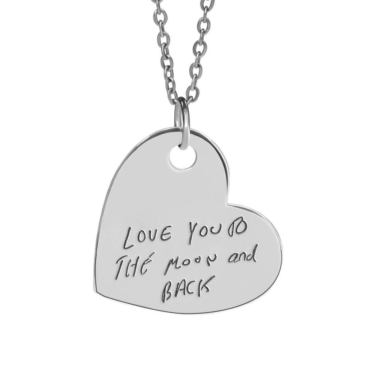 Personalized Handwriting Sideways Heart Pendant