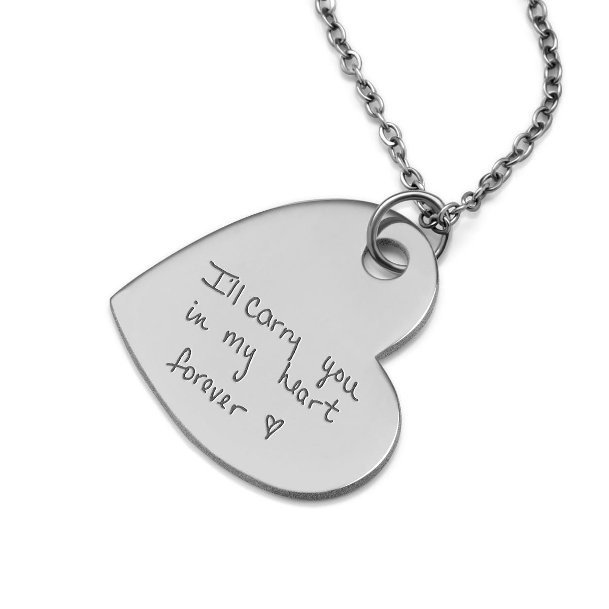 Personalized Handwriting Sideways Heart Pendant