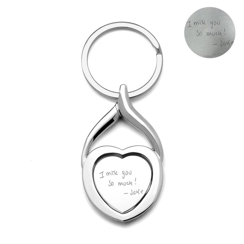 Stainless Steel Personalized Handwriting Heart Keychain