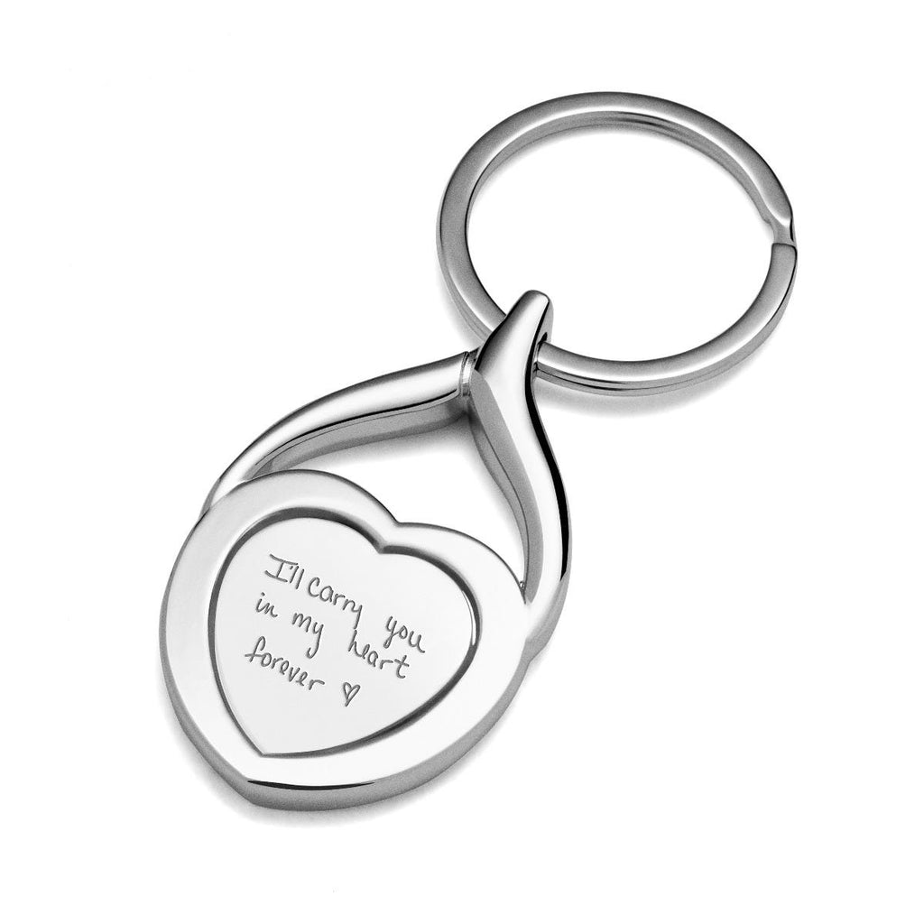 Stainless Steel Personalized Handwriting Heart Keychain