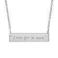 Personalized Handwriting Thin Horizontal Bar Pendant w/ 18" Chain
