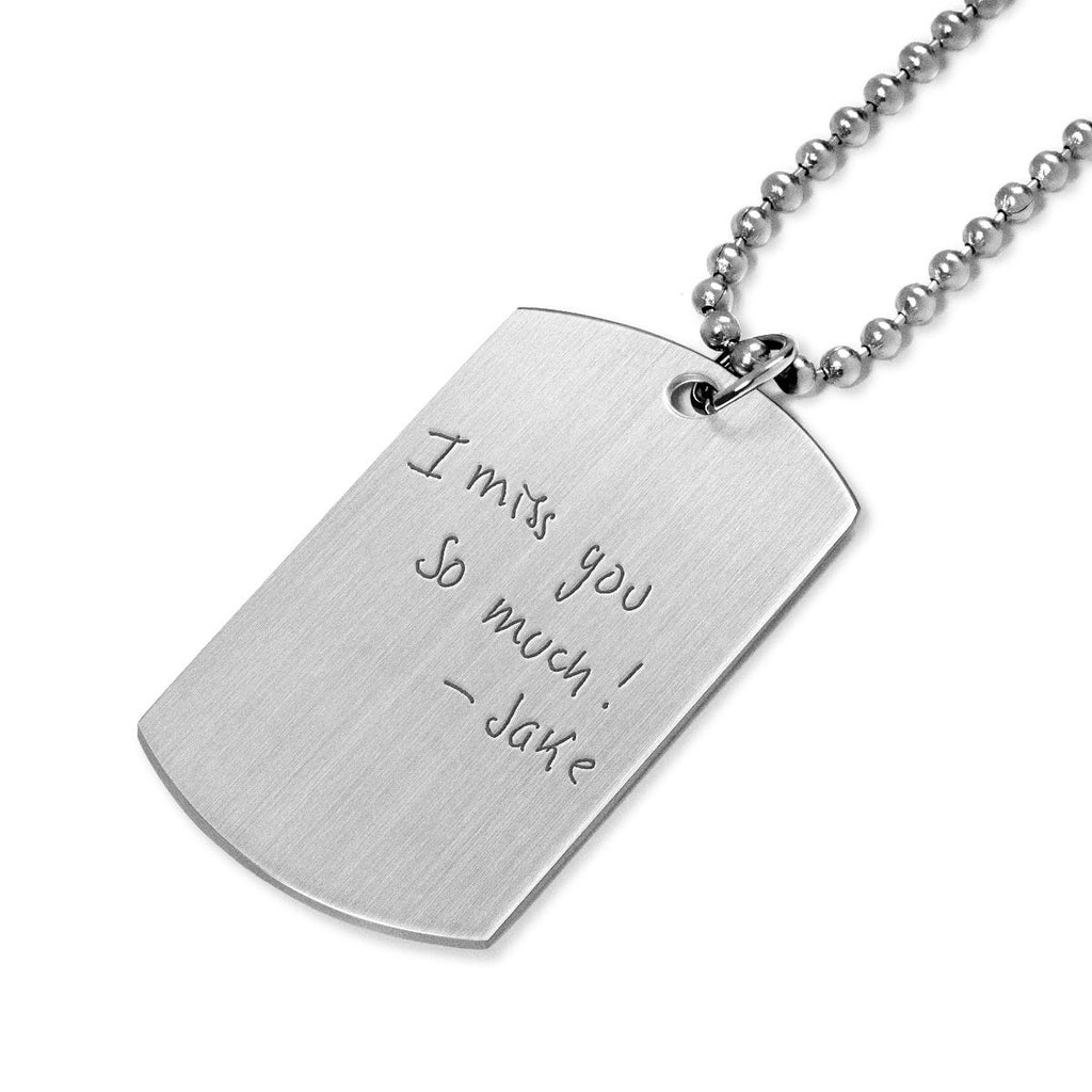 Stainless Steel Personalized Handwriting Dog Tag w/ 24' Ball Chain