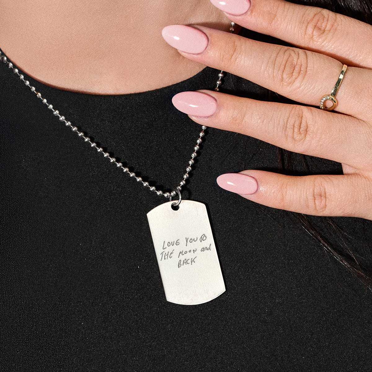 Stainless Steel Personalized Handwriting Dog Tag w/ 24' Ball Chain