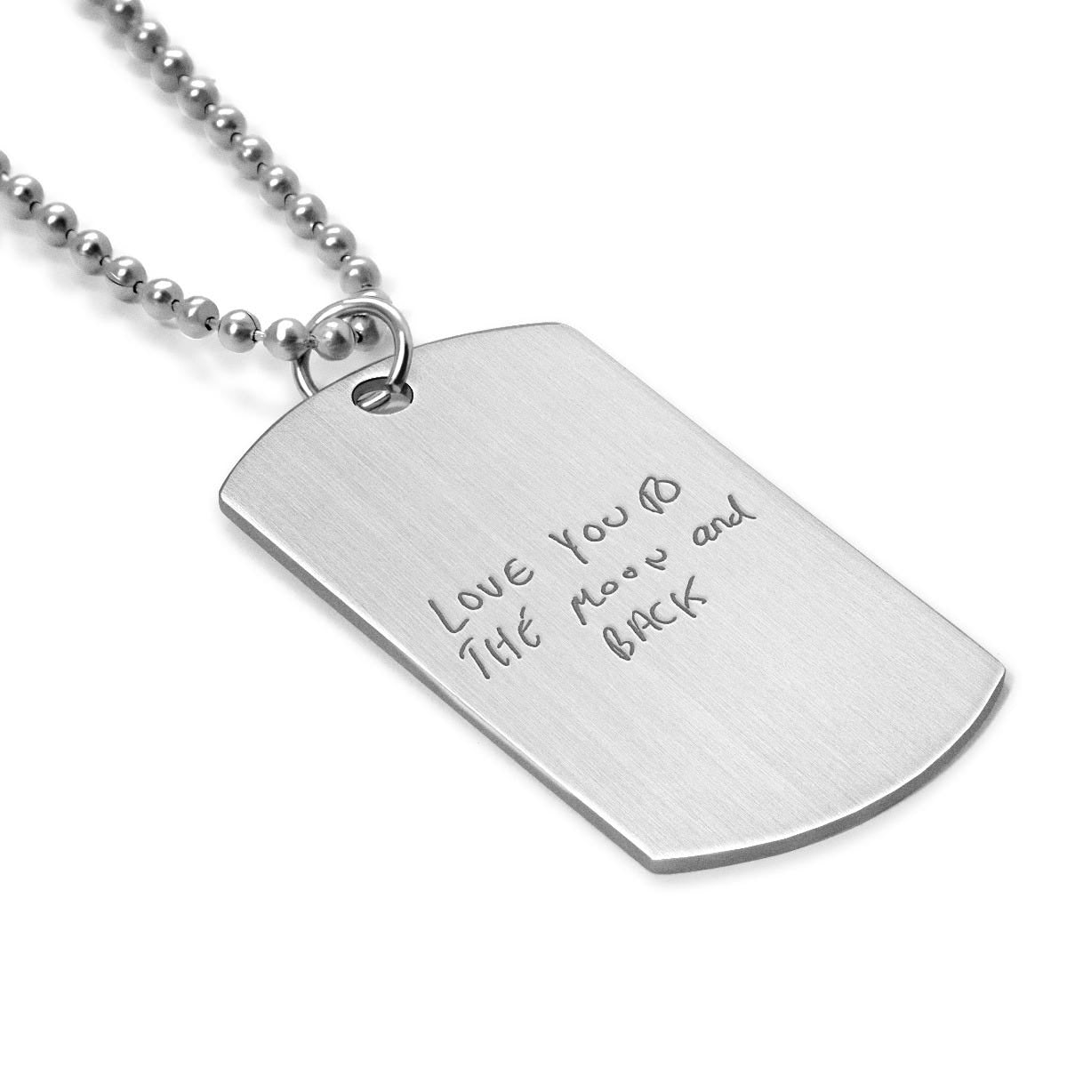 Stainless Steel Personalized Handwriting Dog Tag w/ 24' Ball Chain