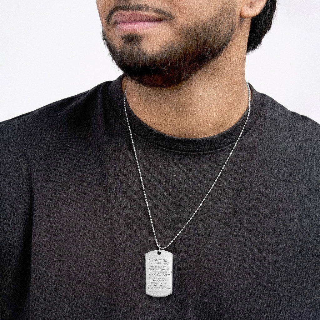 Stainless Steel Personalized Handwriting Dog Tag w/ 24' Ball Chain