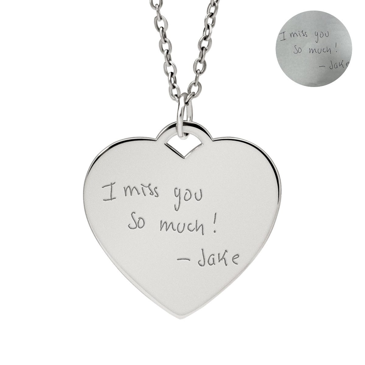 Personalized Handwriting Heart Pendant