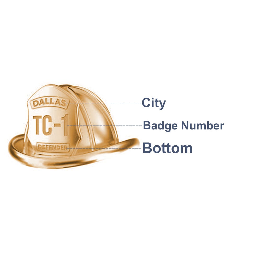 3D Firefighter Helmet with Badge Number & Department