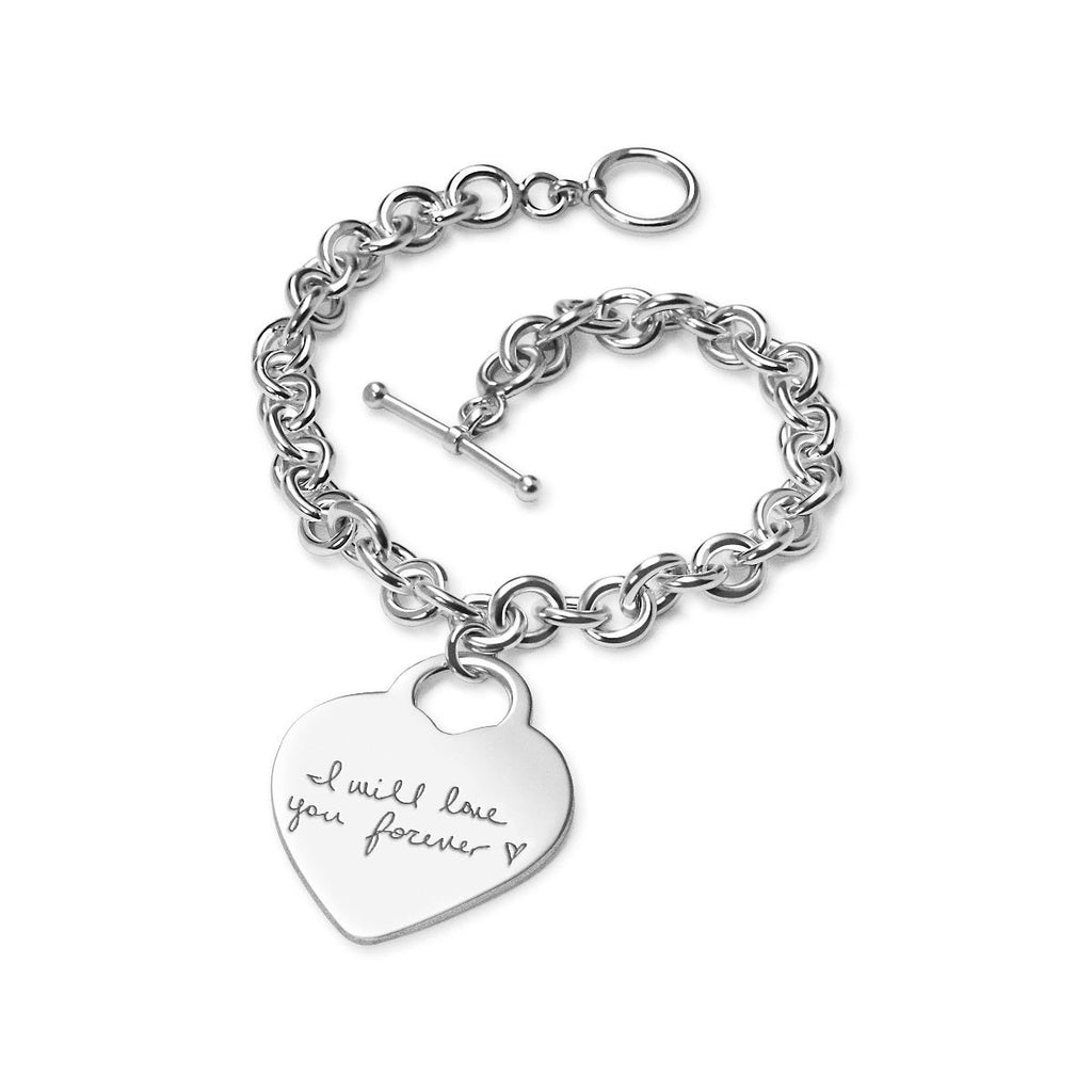 Sterling Silver Tiffany Style Handwriting Bracelet W/ Toggle Lock
