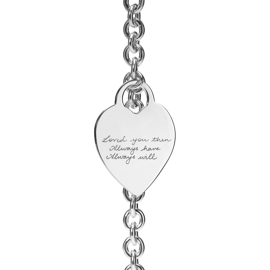Sterling Silver Tiffany Style Handwriting Bracelet W/ Toggle Lock