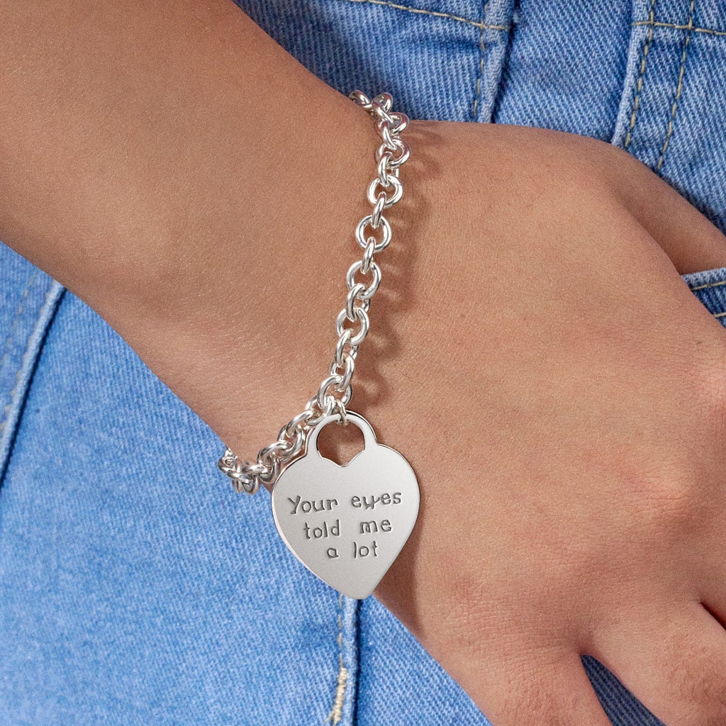 Sterling Silver Tiffany Style Handwriting Bracelet W/ Toggle Lock