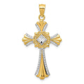 14k w/Rhodium Cross Pendant