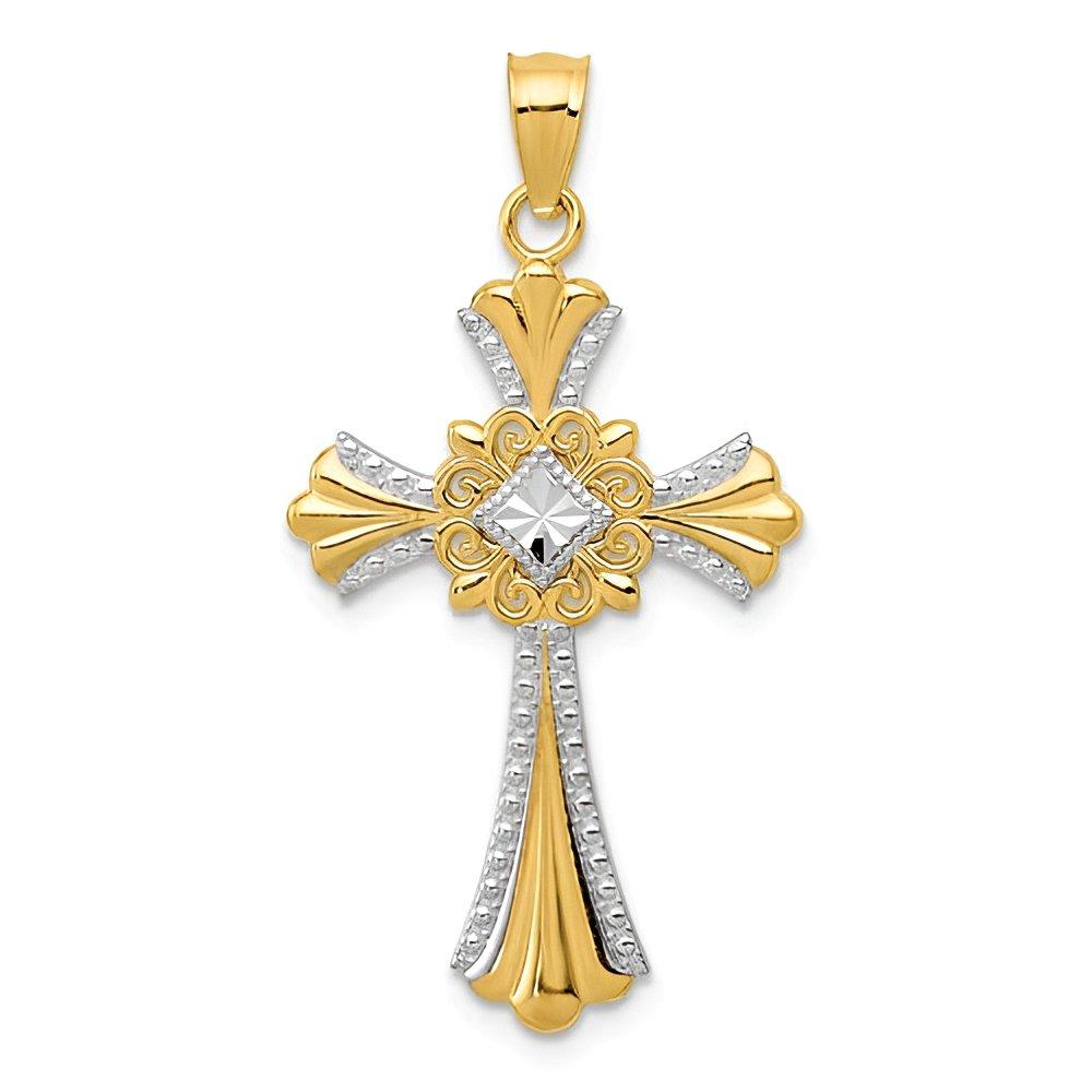 14k w/Rhodium Cross Pendant