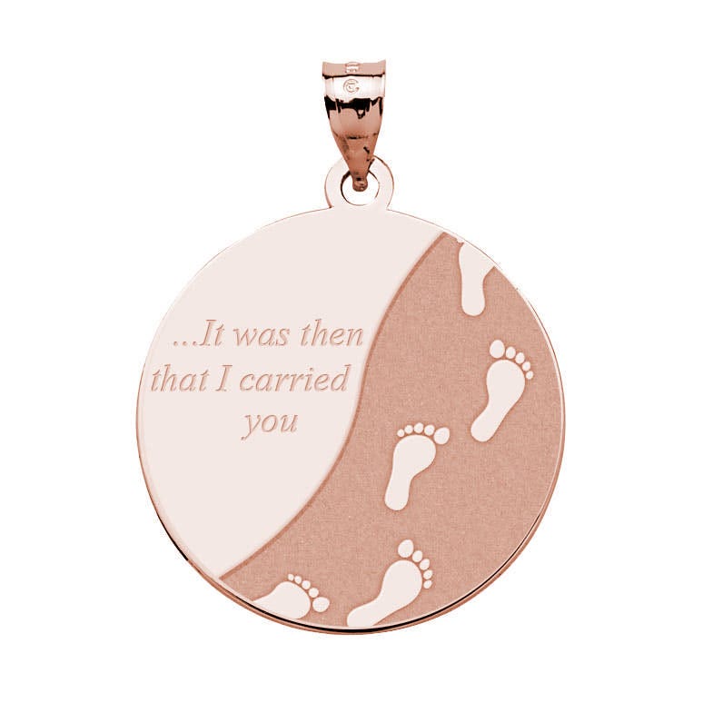 Engravable Round Footprints in the Sand Pendant or Charm