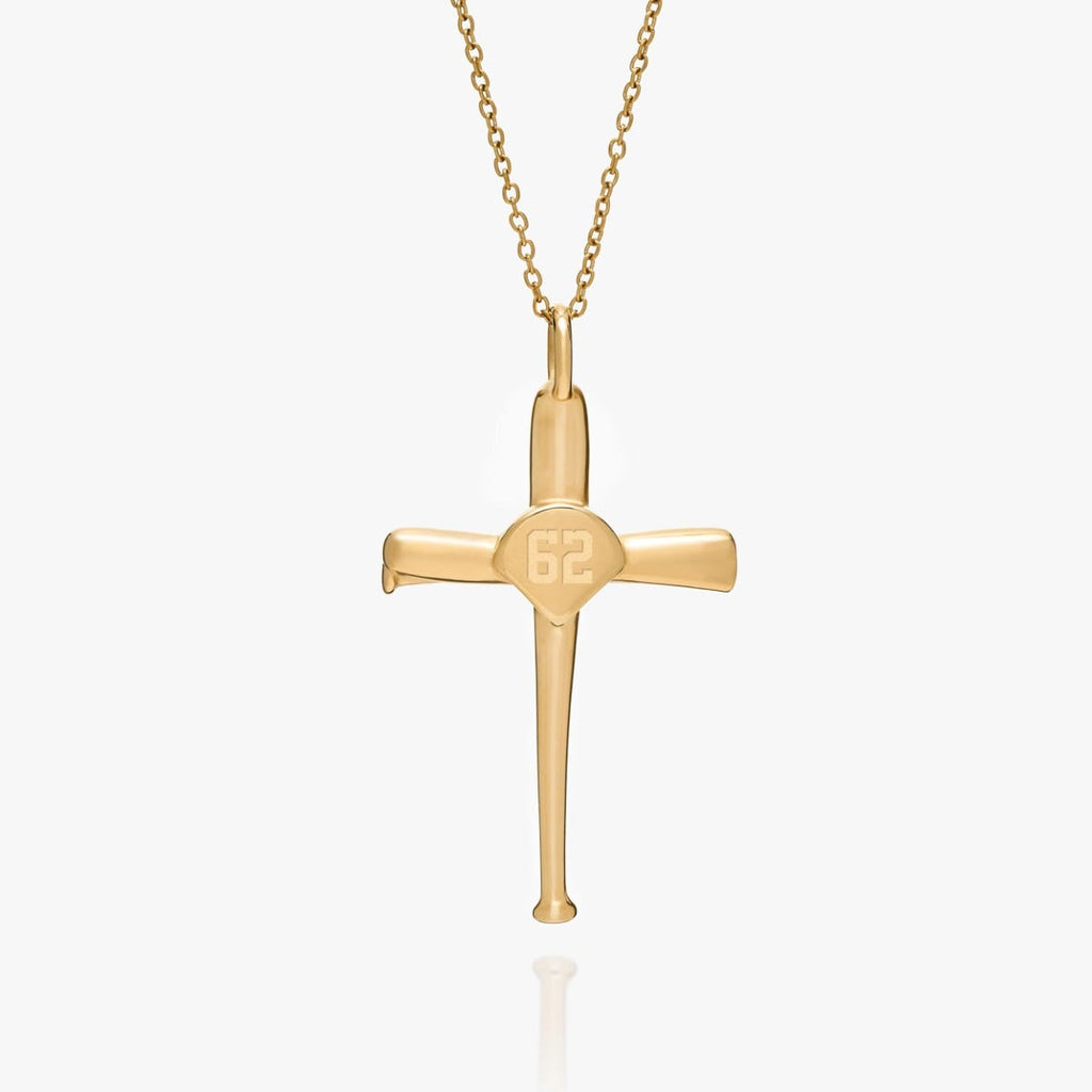 Baseball Bat Cross Pendant with Number w/ 20 inch Chain