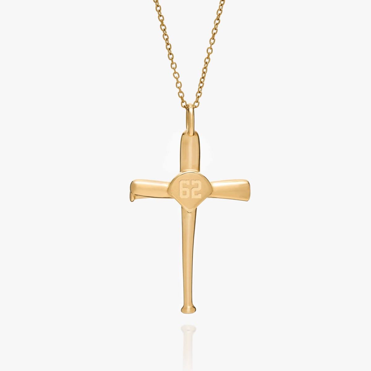 Baseball Bat Cross Pendant with Number w/ 20 inch Chain