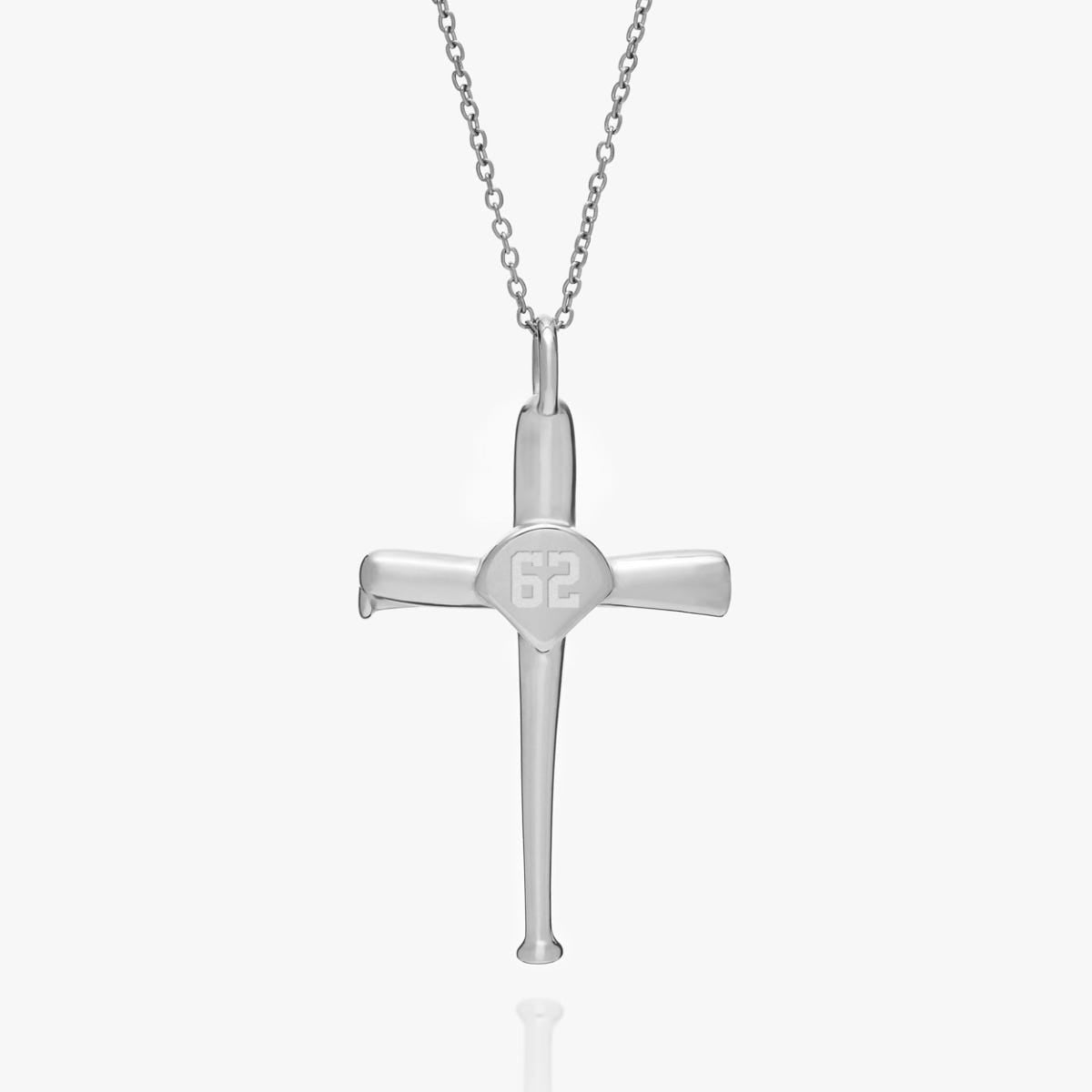 Baseball Bat Cross Pendant with Number w/ 20 inch Chain