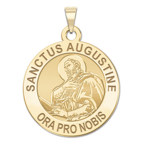 Sanctus Augustine Round Religious Medal "EXCLUSIVE"