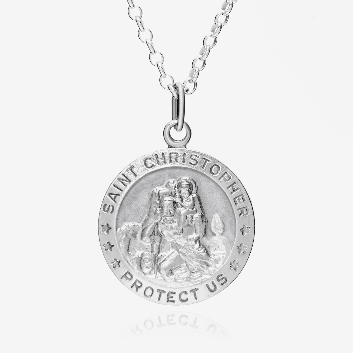 Sterling Silver Saint Christopher Medal w/ 24 inch Curb chain