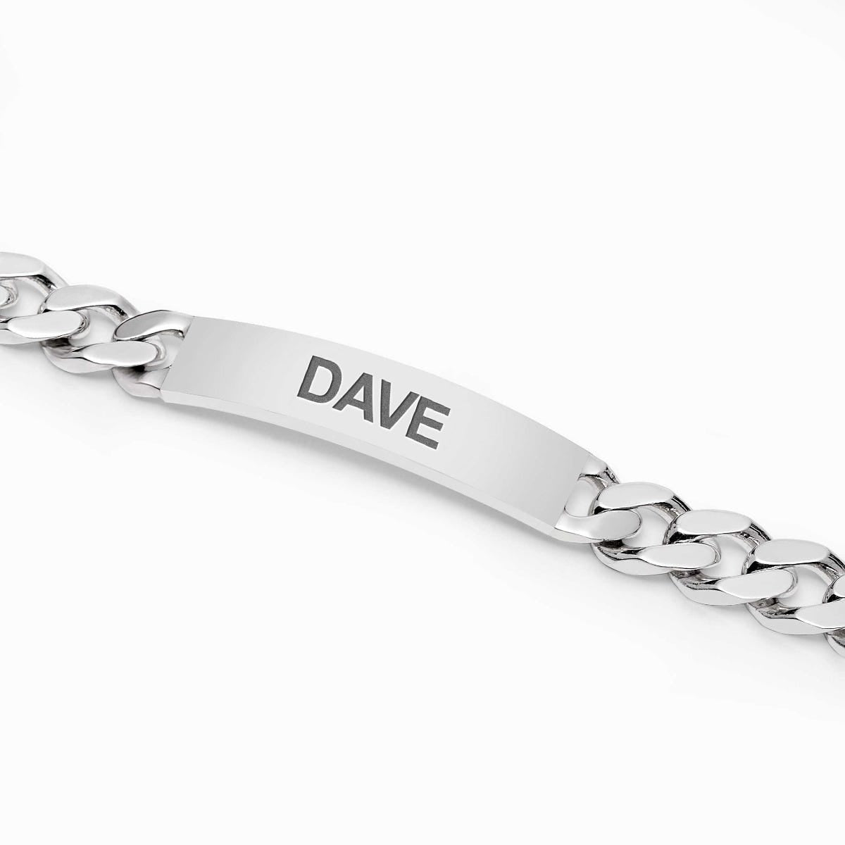 Custom Engraved Sterling Silver Men's Antiqued Curb Link ID Bracelet