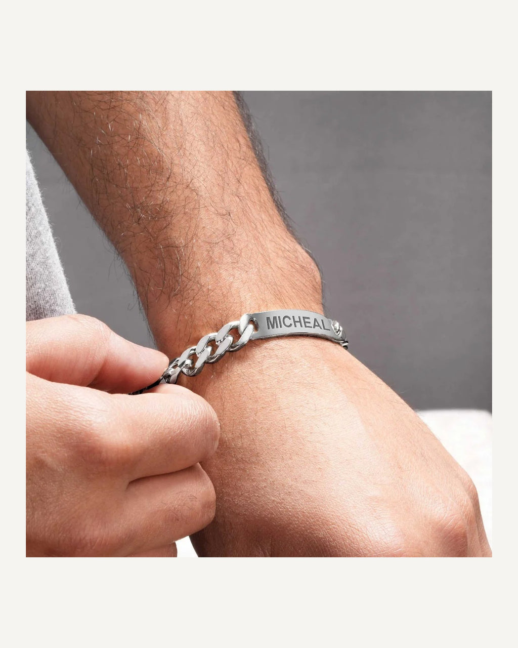 Custom Engraved Sterling Silver Men's Antiqued Curb Link ID Bracelet