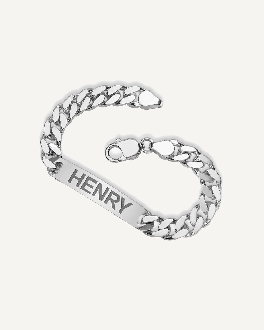 Custom Engraved Sterling Silver Men's Curb Link ID Bracelet