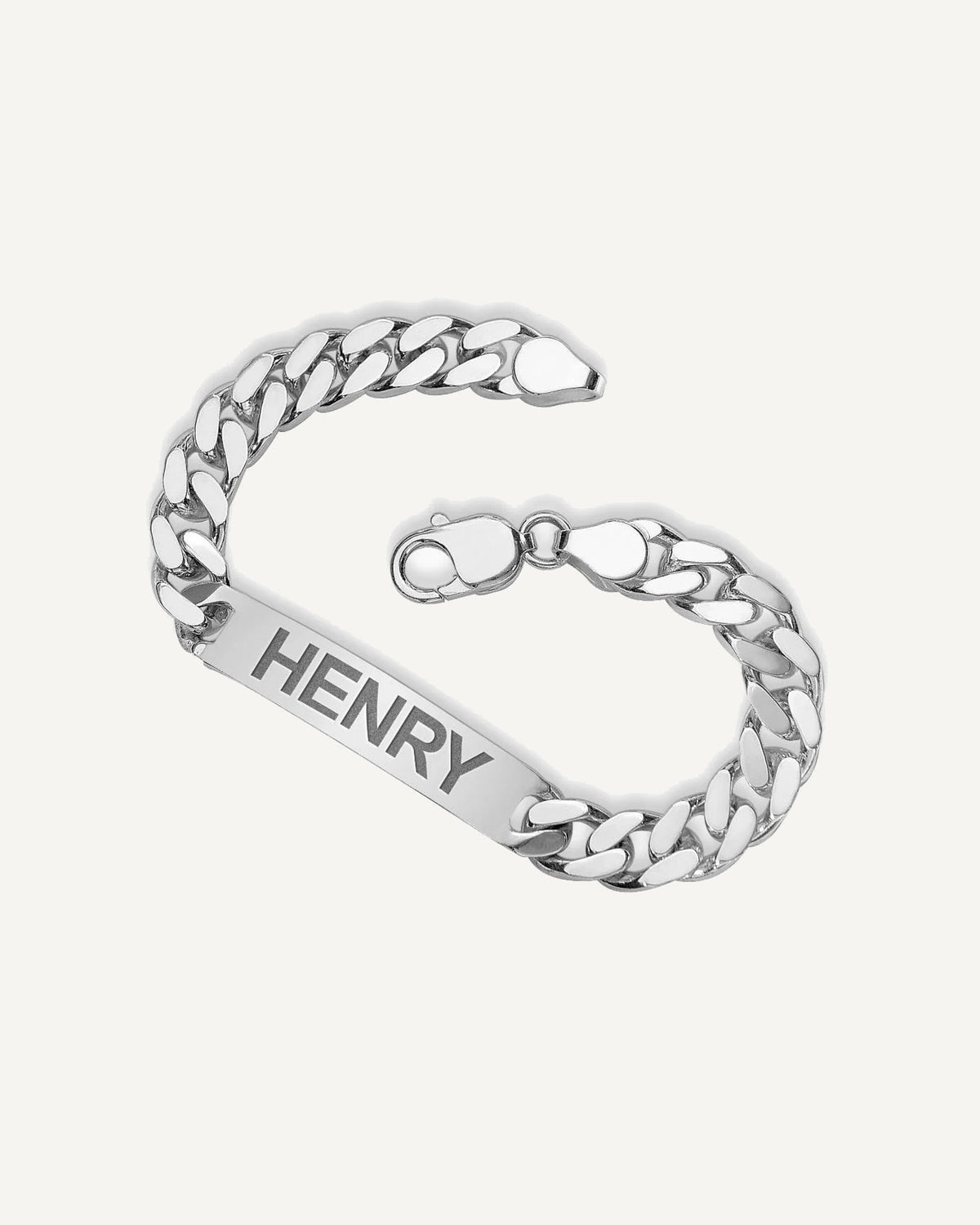 Custom Engraved Sterling Silver Men's Curb Link ID Bracelet