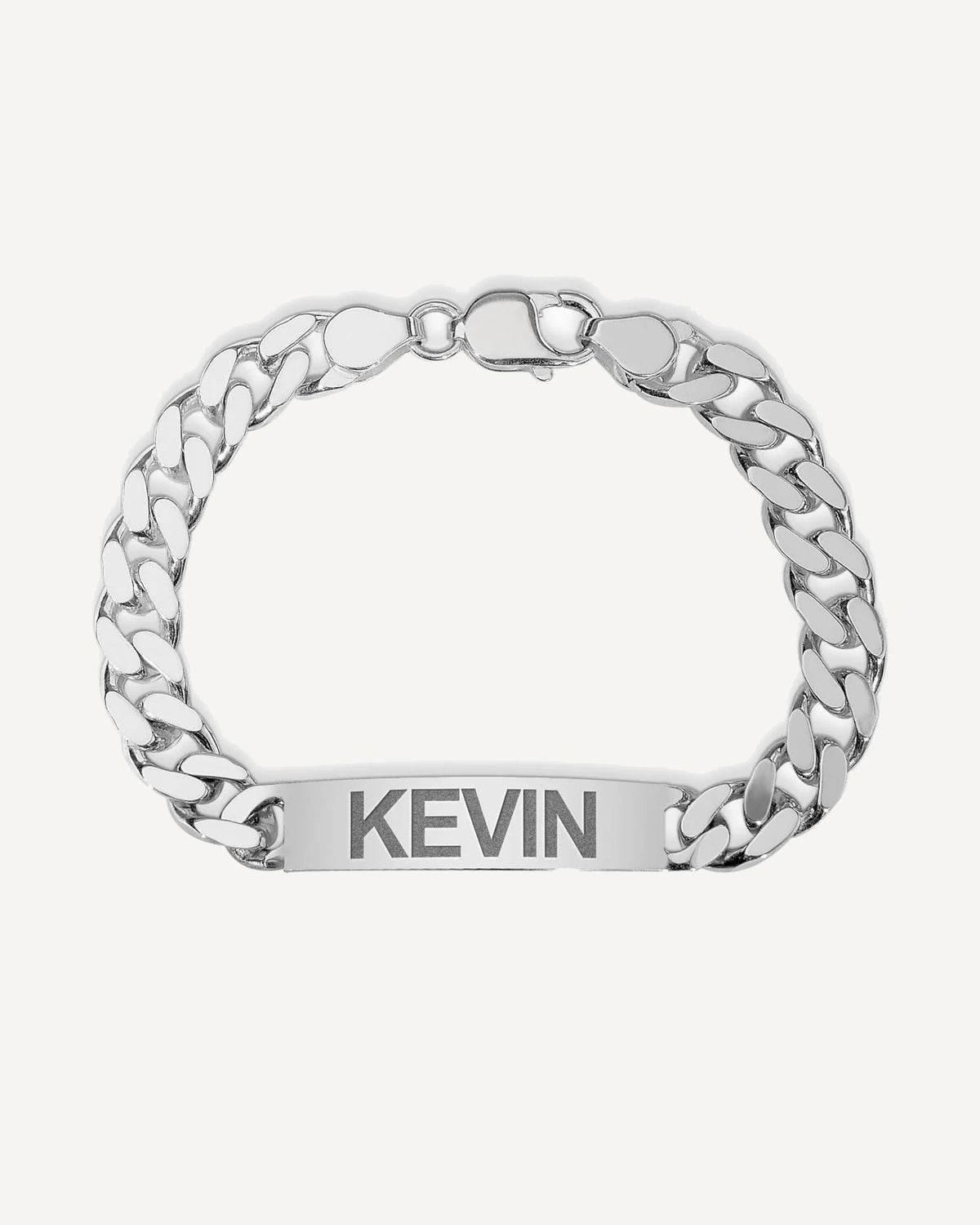 Custom Engraved Sterling Silver Men's Curb Link ID Bracelet