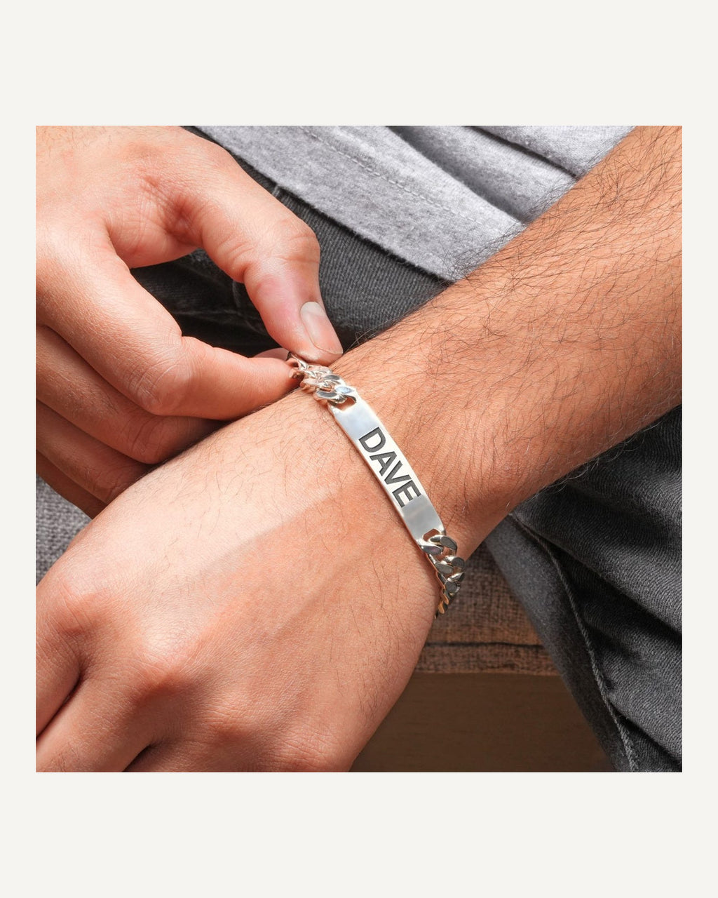 Custom Engraved Sterling Silver Men's Curb Link ID Bracelet