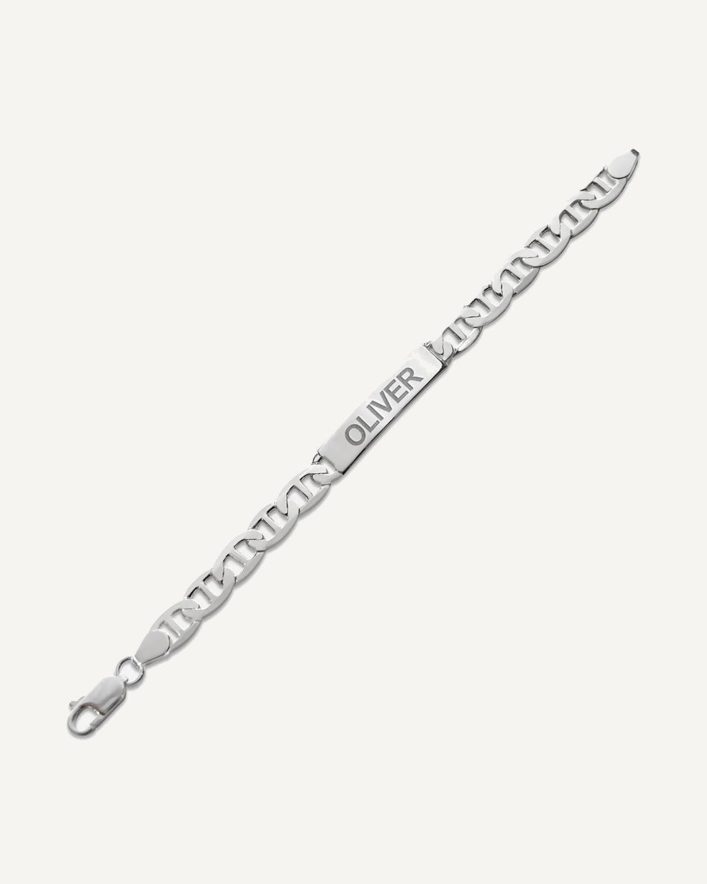 Custom Engraved Sterling Silver Men's Anchor Link ID Bracelet