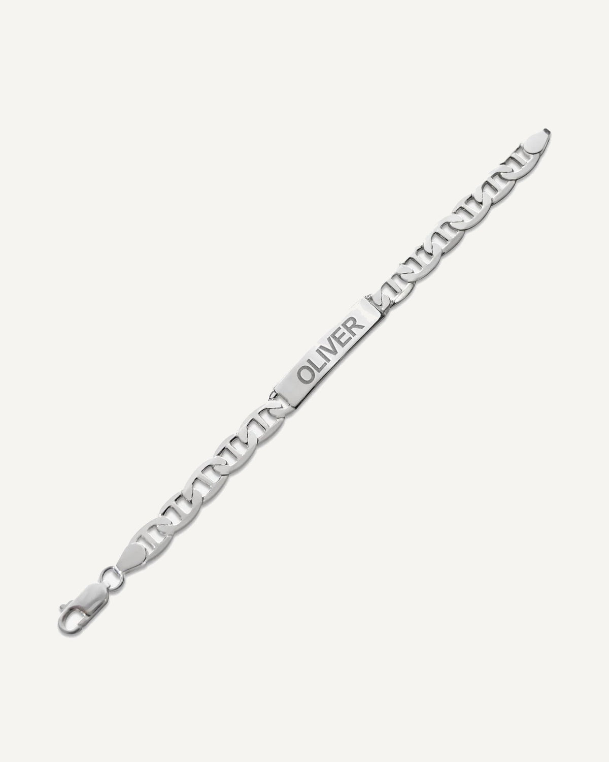 Custom Engraved Sterling Silver Men's Anchor Link ID Bracelet