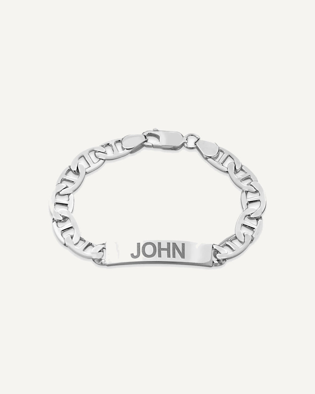 Custom Engraved Sterling Silver Men's Anchor Link ID Bracelet