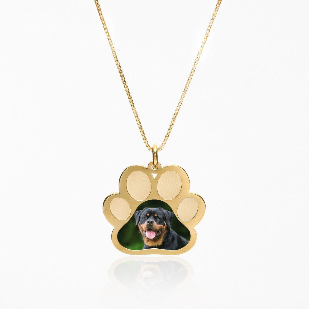 Stainless Steel Photo Engraved Paw Print Pendant With Chain
