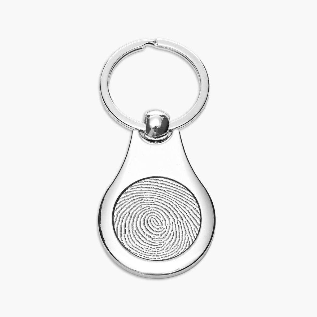 Stainless Steel Custom Fingerprint Round Keychain