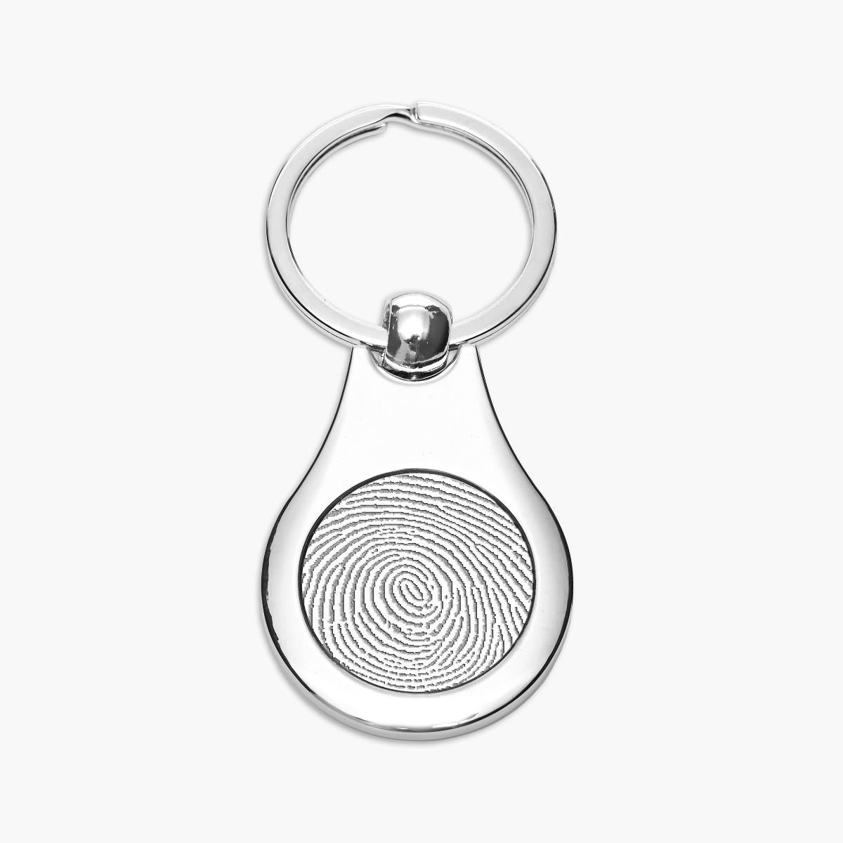Stainless Steel Custom Fingerprint Round Keychain