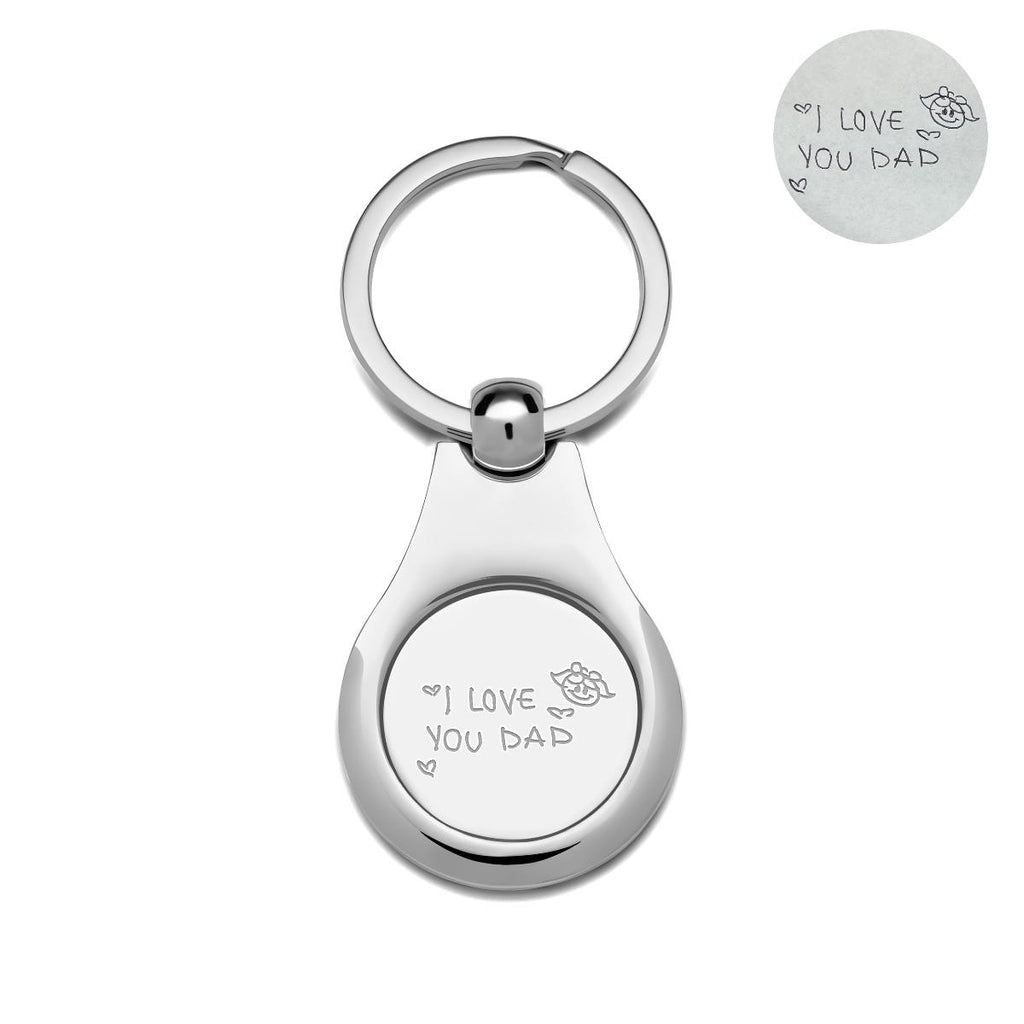 Stainless Steel Personalized Handwriting Round Keychain