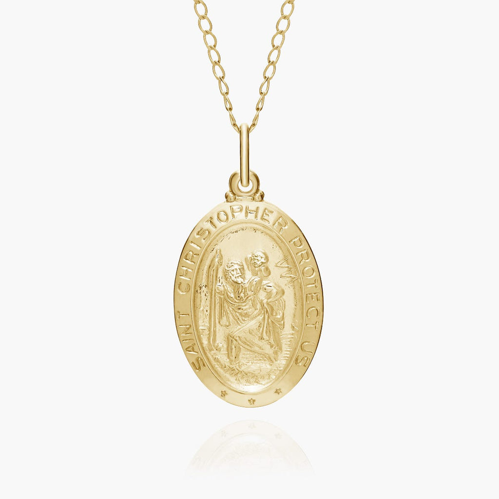 Sterling Silver Saint Christopher Oval Religious Medal