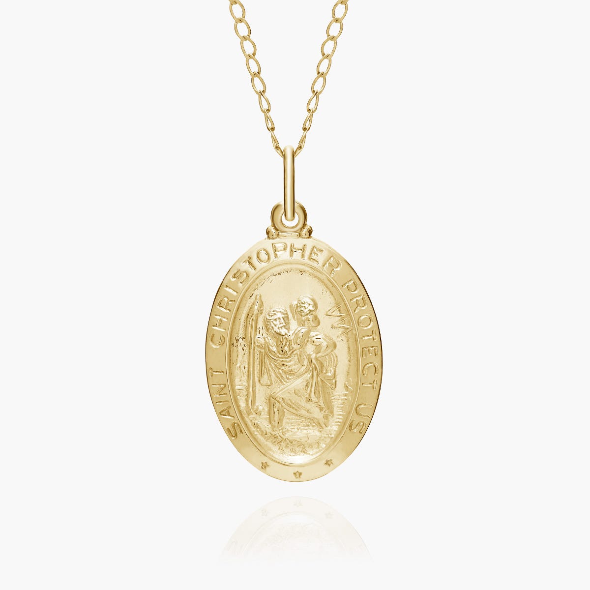 Sterling Silver Saint Christopher Oval Religious Medal