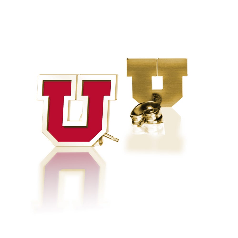 Pair Of Color Enamel University of Utah U Earrings