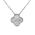 Personalized Clover Shaped Milgrain Name Necklace with Chain Included