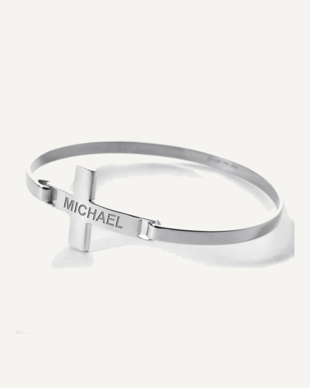 Custom Engraved Sterling Silver Cross Link ID Bracelet