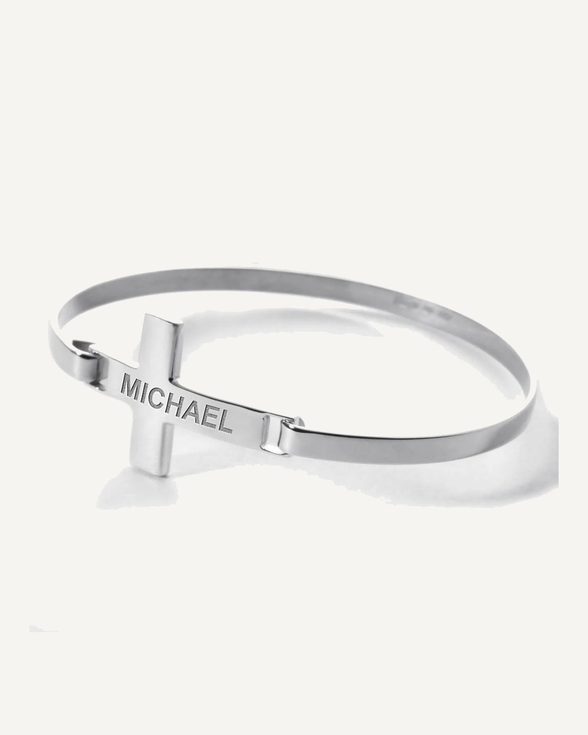 Custom Engraved Sterling Silver Cross Link ID Bracelet