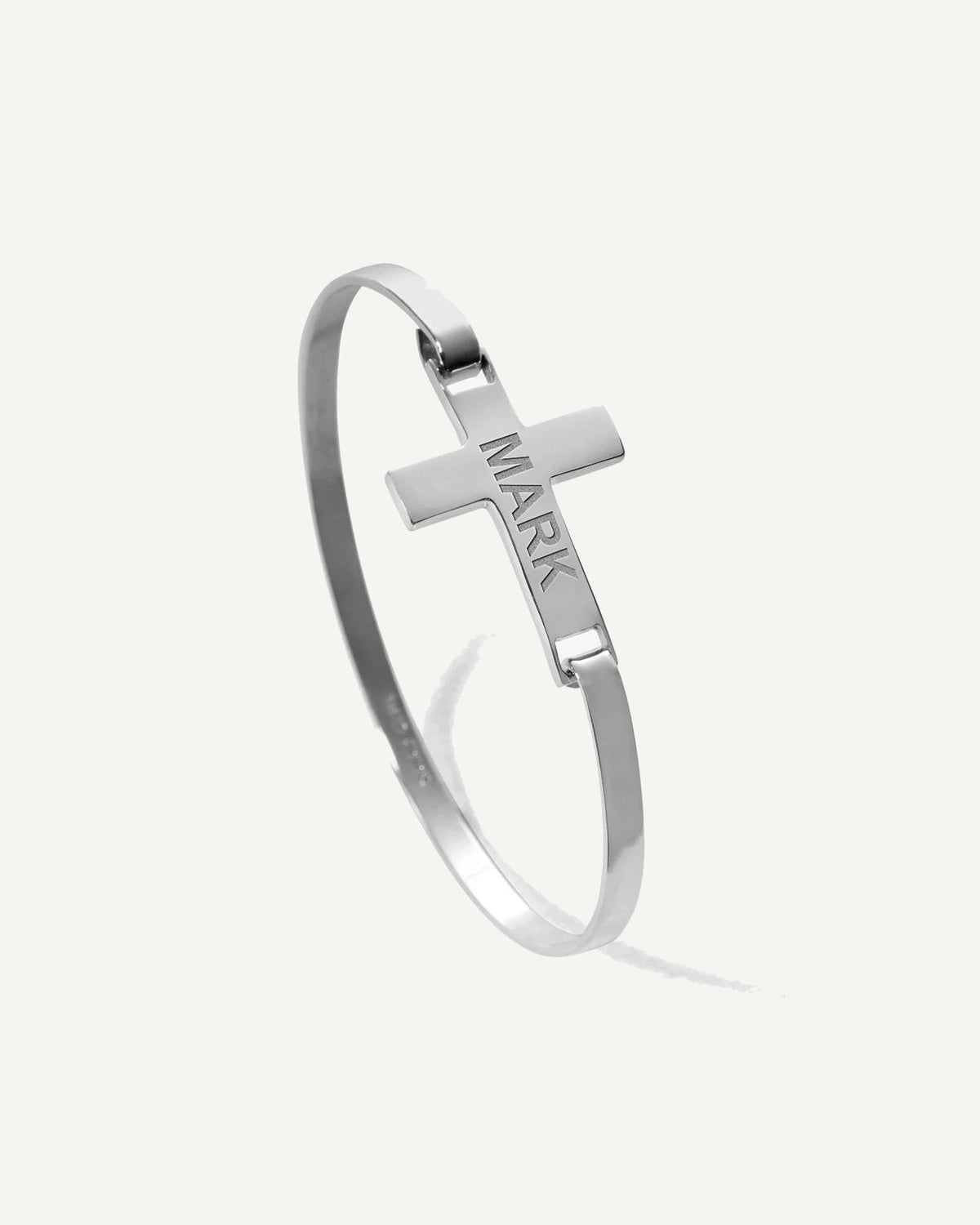 Custom Engraved Sterling Silver Cross Link ID Bracelet