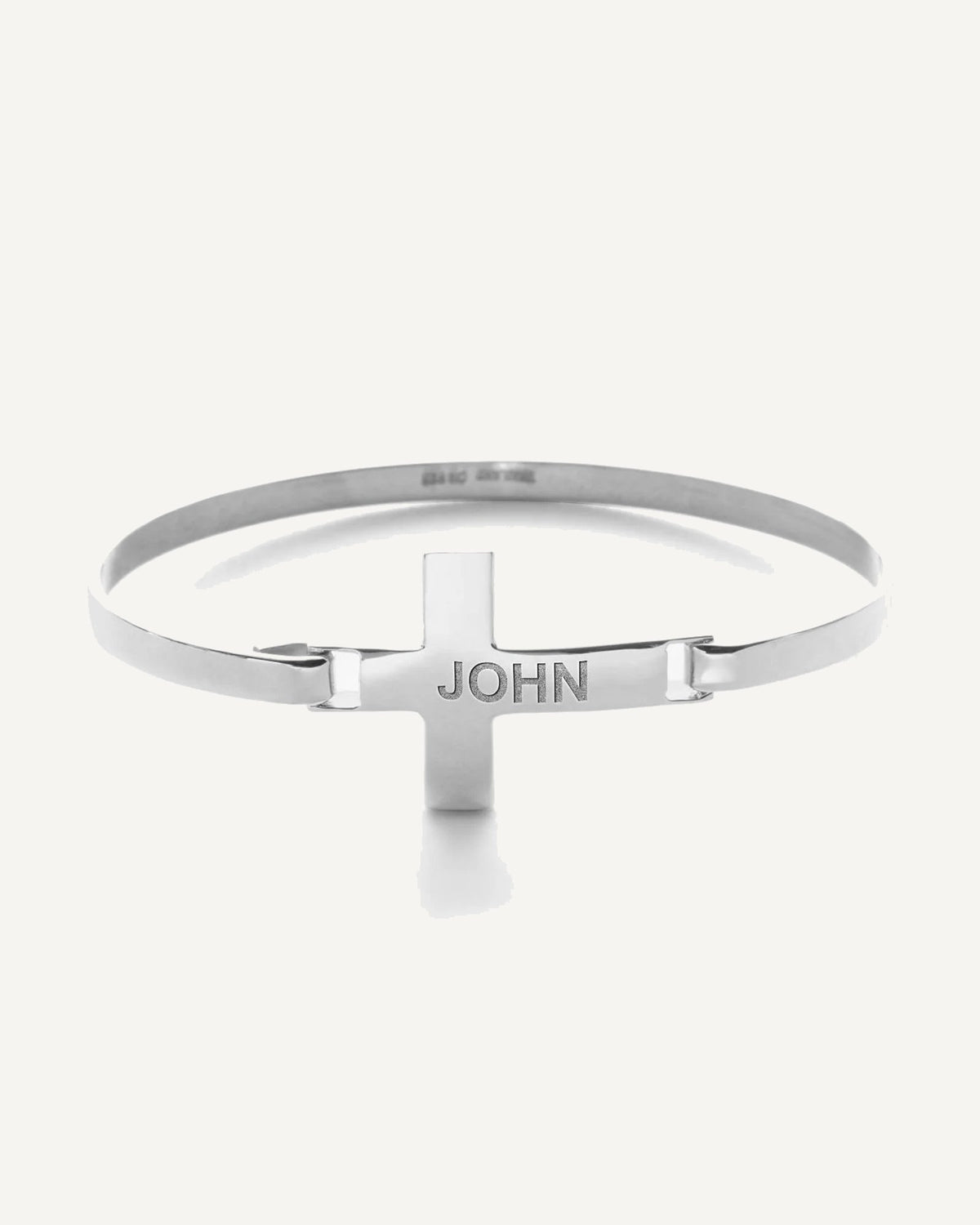 Custom Engraved Sterling Silver Cross Link ID Bracelet