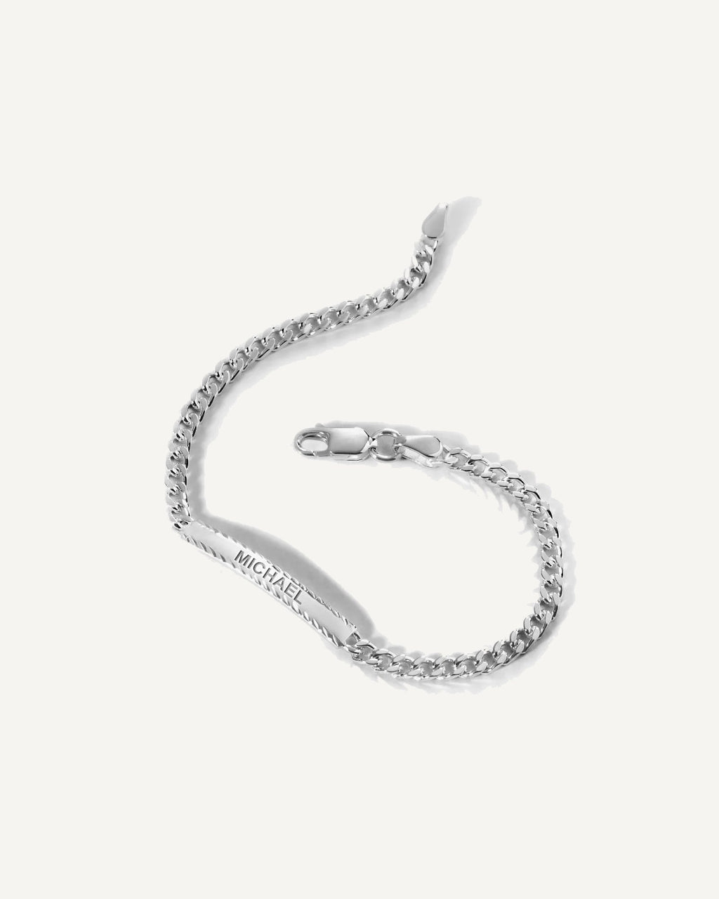 Custom Engraved Sterling Silver Diamond Cut Antiqued Curb Link ID Bracelet