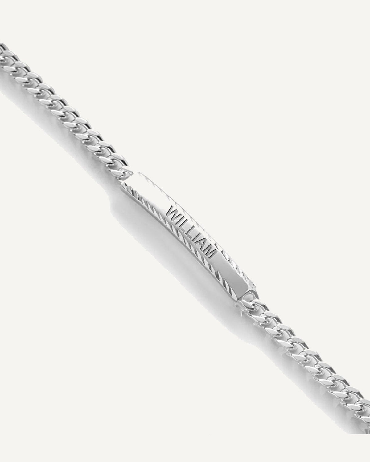 Custom Engraved Sterling Silver Diamond Cut Antiqued Curb Link ID Bracelet
