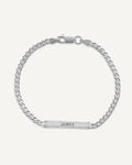 Custom Engraved Sterling Silver Diamond Cut Antiqued Curb Link ID Bracelet