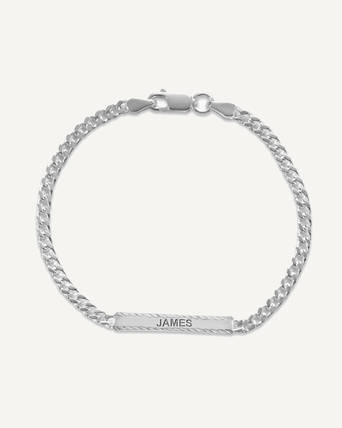 Custom Engraved Sterling Silver Diamond Cut Antiqued Curb Link ID Bracelet